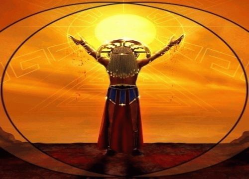 Per�: Inca adorando a Inti, dios del Sol